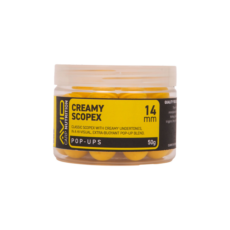 AVID Creamy Scopex Pop Up Boilies plaukiantys masaliniai boiliai (14 mm, 50 g)