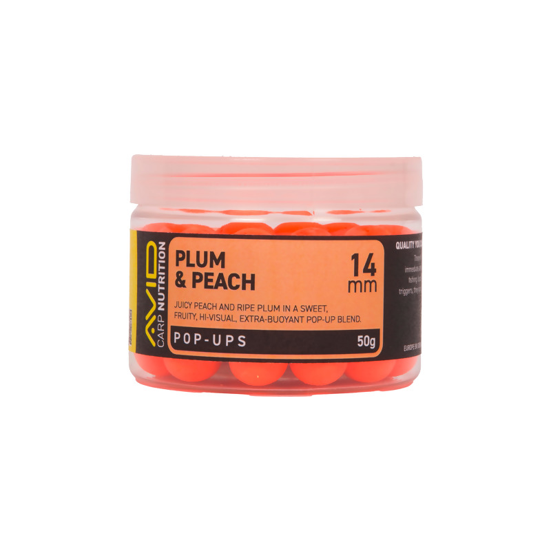 AVID Plum & Peach Pop Up Boilies plaukiantys masaliniai boiliai (14 mm, 50 g)