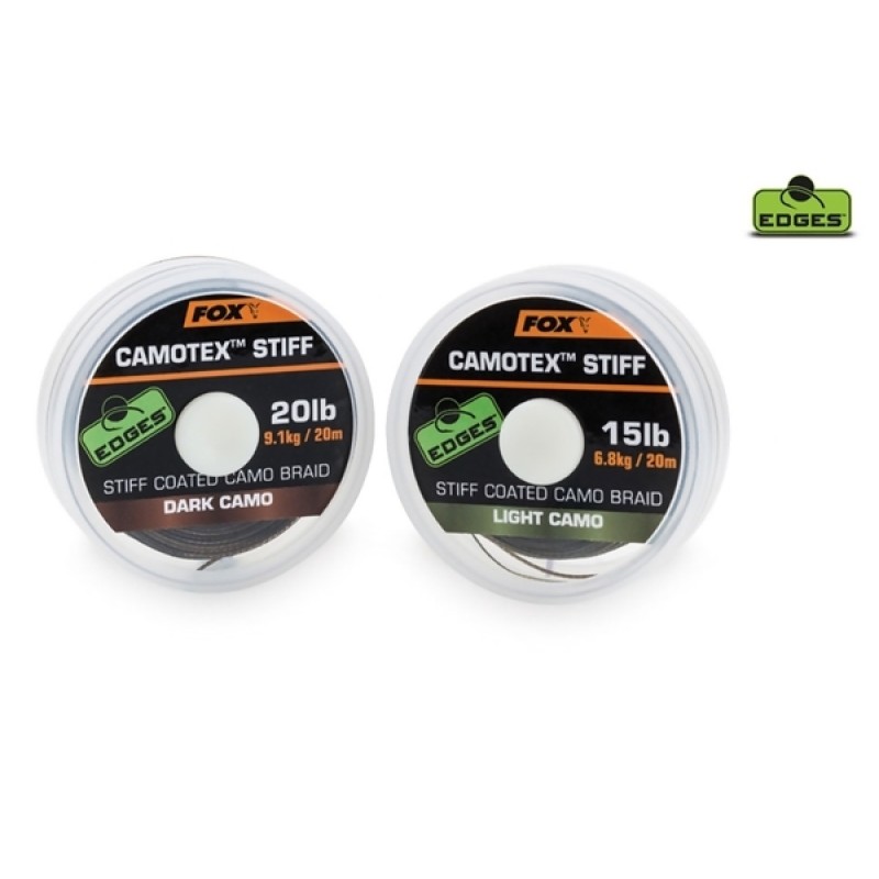 FOX Edges Camotex Stiff Coated Braid Hooklink Line Light Camo