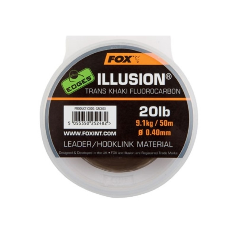 FOX Edges Illusion Fluorocarbon Tranks Khaki fluorokarboninis valas (9.1 kg / 20 lb, 0.40 mm, 50 m)