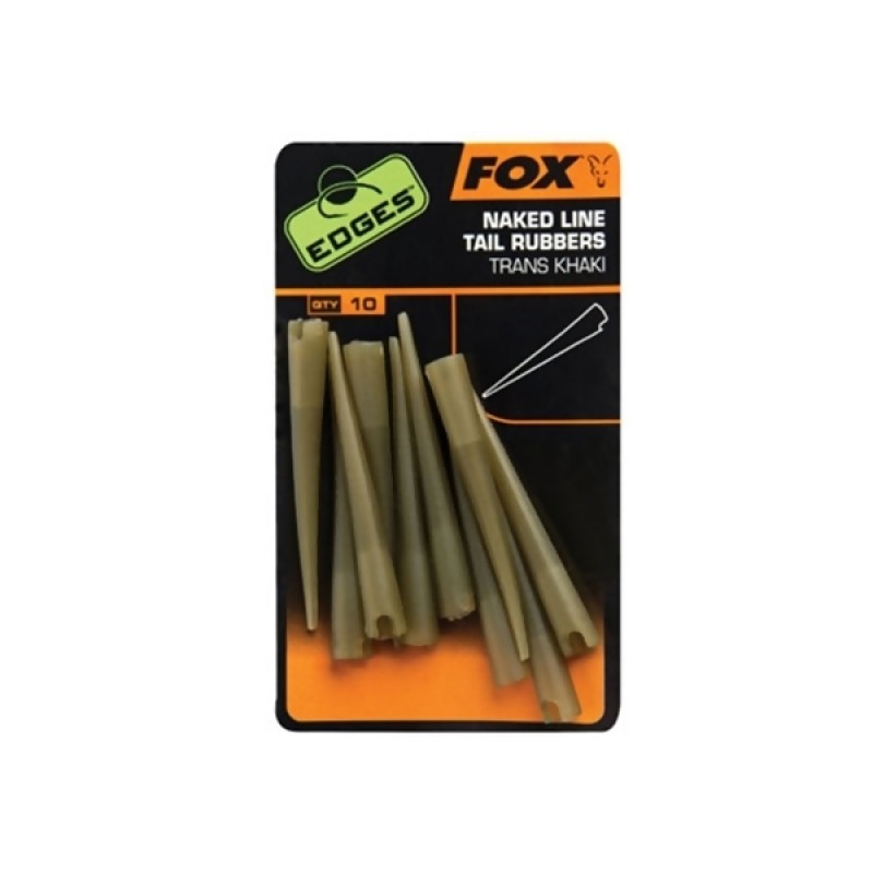 FOX Edges Trans Khaki Power Grip Naked Line Tail Rubbers movos (10 vnt.) FOX Edges Trans Khaki Power Grip Naked Line Tail Rubbers movos (10 vnt.)