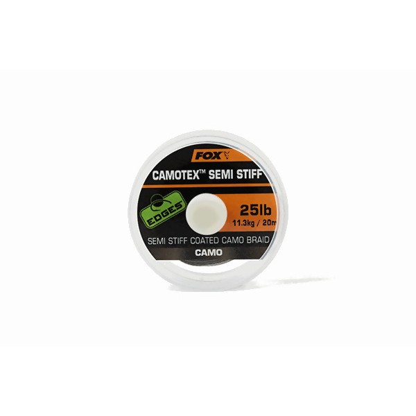 FOX Edges Camotex Semi-Stiff Coated Braid Hooklink Line Camo pintas valas pavadėliams (9.07 kg / 20 lb, 20 m) FOX Edges Camotex Semi-Stiff Coated Braid Hooklink Line Camo pintas valas pavadėliams (9.07 kg / 20 lb, 20 m)