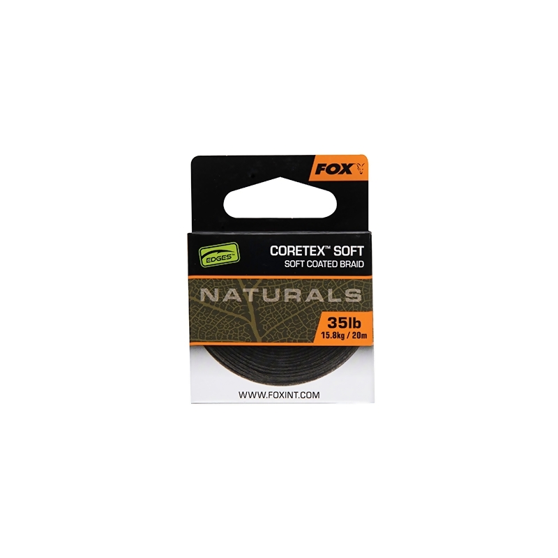 FOX Edges Naturals Coretex Soft Coated Braid Hooklink Line pintas valas pavadėliams (15.8 kg / 35 lb, 20 m)
