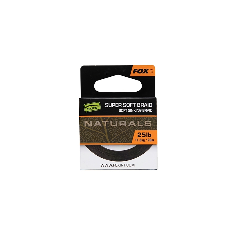 FOX Edges Naturals Super Soft Sinking Braid Hooklink Line pintas valas pavadėliams (11.3 kg / 25 lb, 20 m)