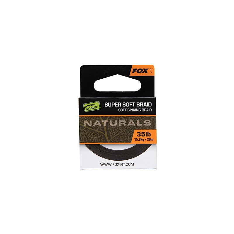 FOX Edges Naturals Super Soft Sinking Braid Hooklink Line pintas valas pavadėliams (15.8 kg / 35 lb, 20 m)