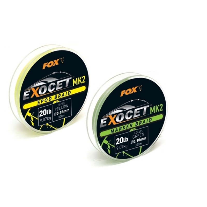 FOX Exocet MK2 Marker Braid Line Green pintas valas (0.18 mm, 9.07 kg / 20 lb, 300 m)