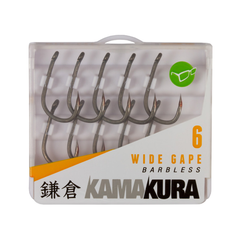 KORDA Kamakura Wide Gape Barbless Hooks kabliukai (6B dydis, be užkarpėlės)