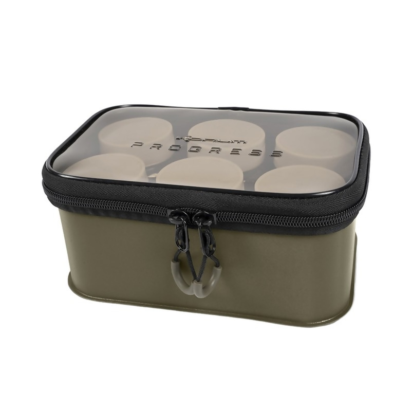 KORUM Progress EVA Hookbait Pouch & Pots dėklas masalams su indeliais (6 vnt.)