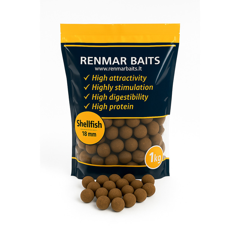 RENMAR BAITS Shellfish Berry Feed Boilies pašariniai - šeriminiai boiliai (18 mm, 1 kg) RENMAR BAITS Shellfish Berry Feed Boilies pašariniai - šeriminiai boiliai (18 mm, 1 kg)