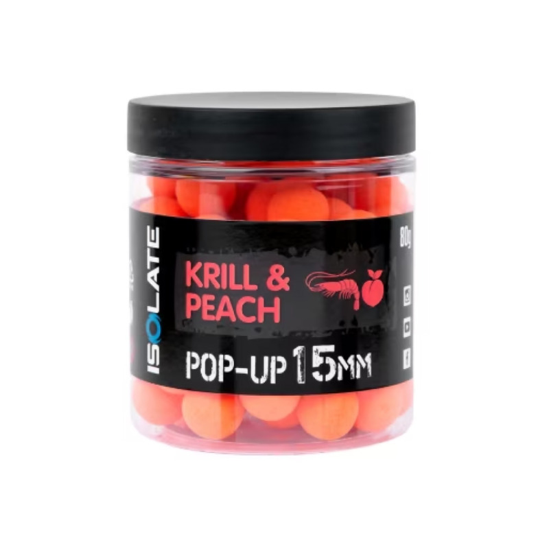 SHIMANO Isolate Krill Peach Pop Up Boilies plaukiantys masaliniai boiliai (15 mm, 80 g)